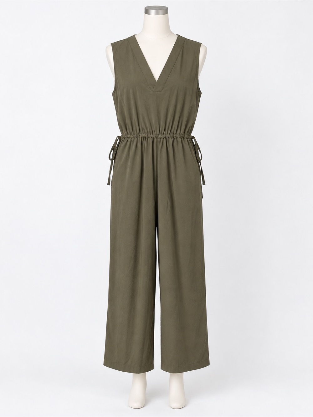 Calvin Klein Women 14 Olive Green Sleeveless Wide Leg Jumpsuit Casual Travel